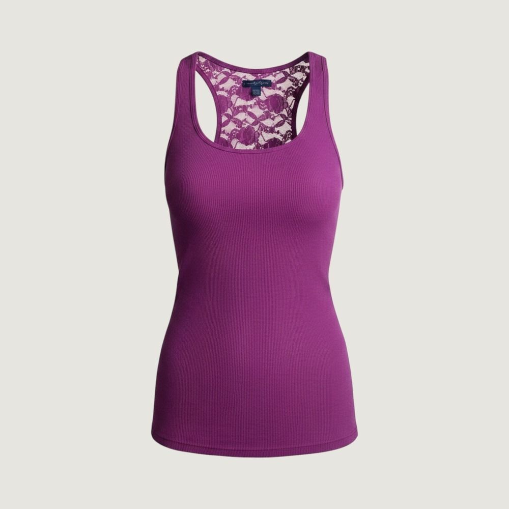 Y2K American Eagle Purple Lace Back Racerback Tank Top Small